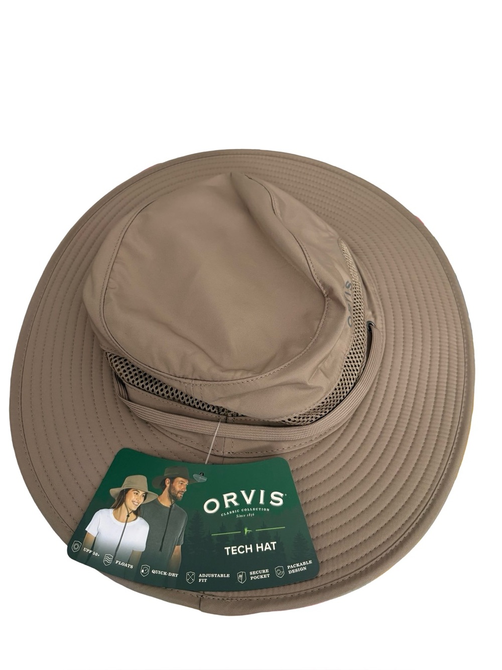 Orvis Men's Tech Hat in Khaki/Tan - Breathable Sun Hat